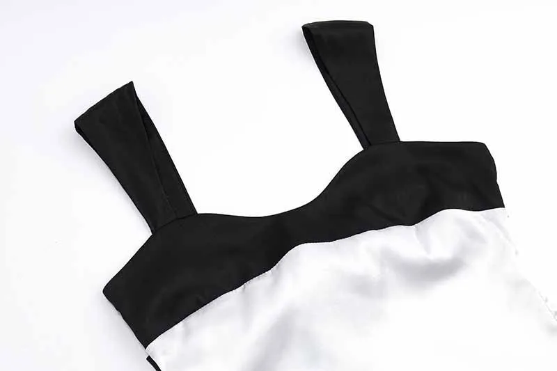 Summer Fashion Hit Color French Style Spaghetti Strap Satin Top Sexy Low-cut Crop Top Women  C240507-2