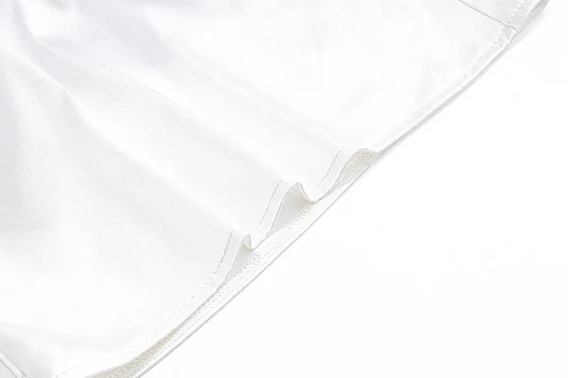 Summer Fashion Hit Color French Style Spaghetti Strap Satin Top Sexy Low-cut Crop Top Women  C240507-2