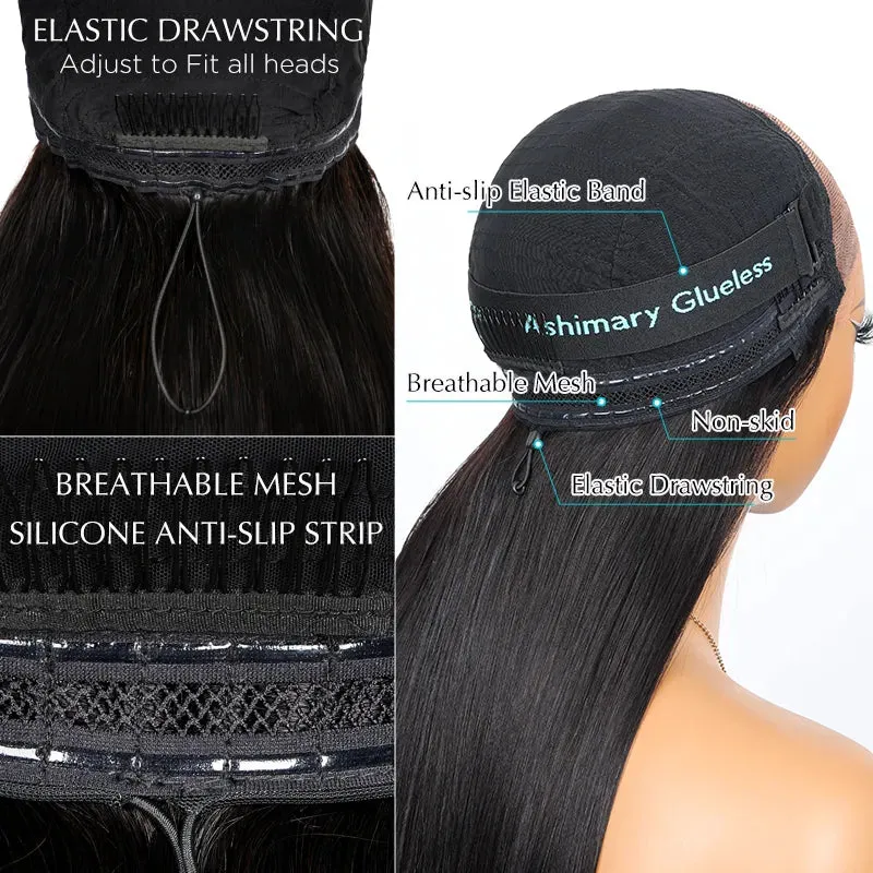 Super Natural Glueless Ready To Wear 6x4.5 HD Lace Straight Wig Pre Plucked Hairline & Bleached Knots & Pre-cut Lace