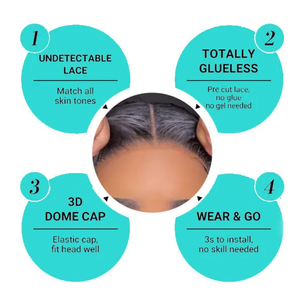Super Natural Glueless Ready To Wear 6x4.5 HD Lace Straight Wig Pre Plucked Hairline & Bleached Knots & Pre-cut Lace