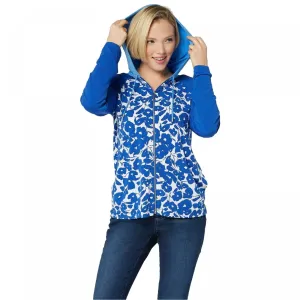 Susan Graver Women's Floral Colorblock Liquid Knit Zip-Front Hoodie Jacket