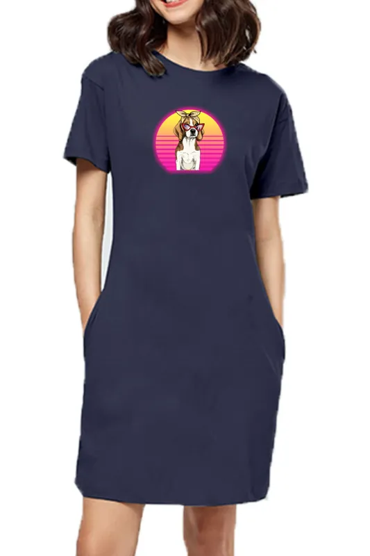 T-shirt Dress With Pockets - Lil Miss Beagle (6 Colours) (Slim Fit)