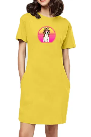 T-shirt Dress With Pockets - Lil Miss Beagle (6 Colours) (Slim Fit)