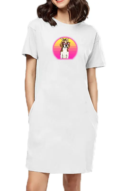 T-shirt Dress With Pockets - Lil Miss Beagle (6 Colours) (Slim Fit)
