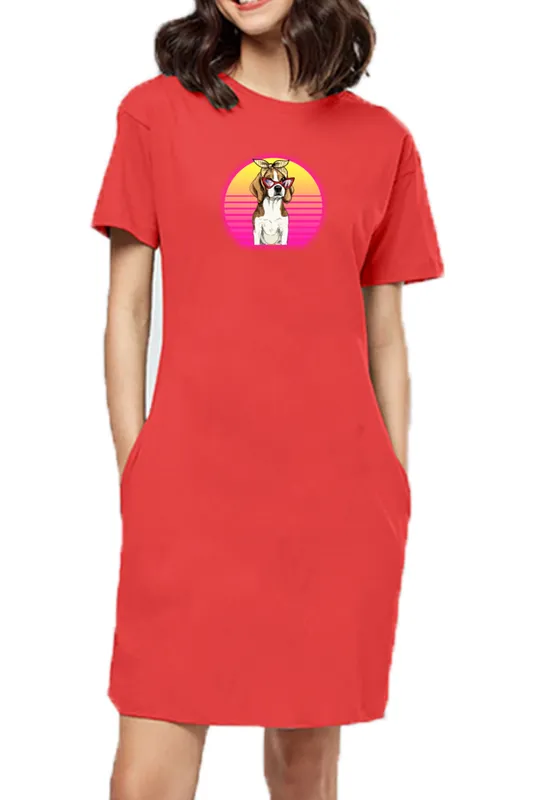 T-shirt Dress With Pockets - Lil Miss Beagle (6 Colours) (Slim Fit)