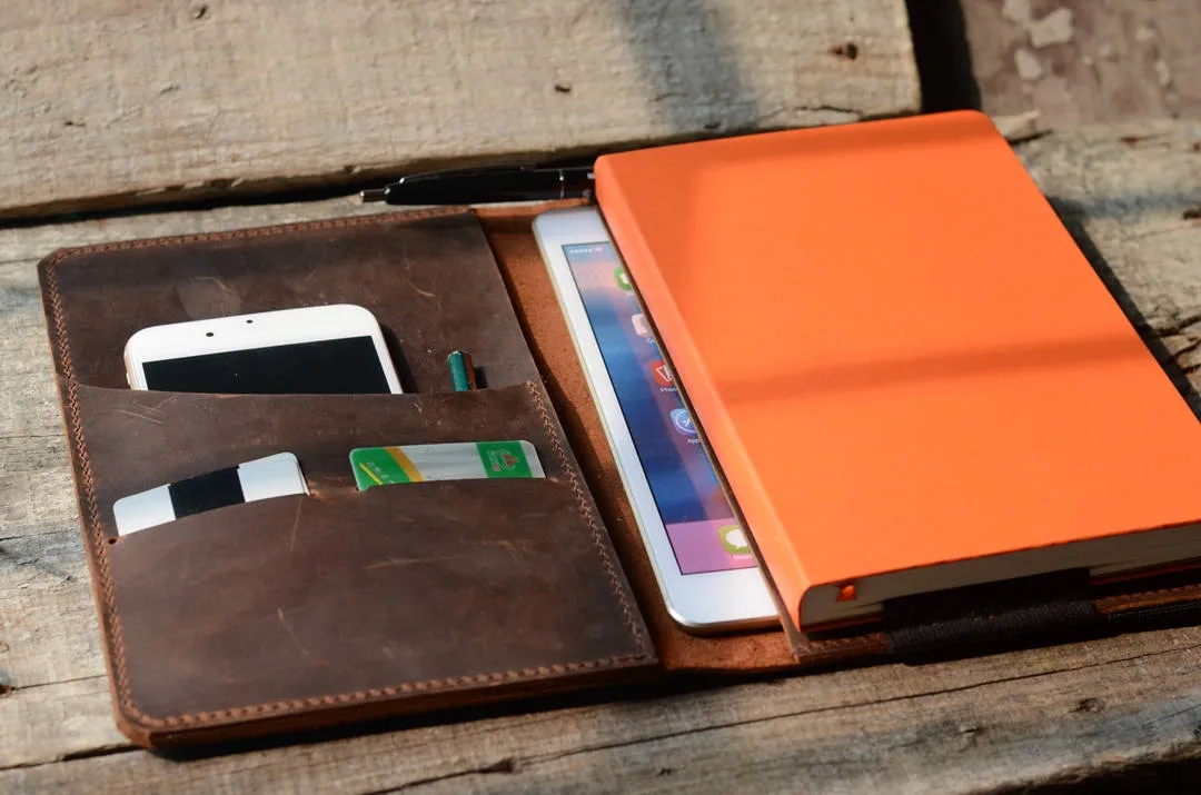 Tablet iPad Mini Leather  and Large Moleskine  Cover,   Moleskine Leather Cover, Leuchtturm 1917 Leather Case, notebook A5