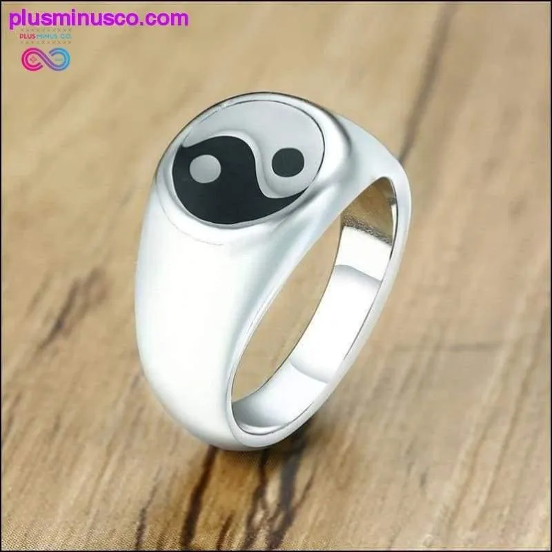 Tai Chi Yin Yang Stainless Steel Silver Tone Enamel Round