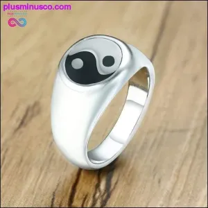 Tai Chi Yin Yang Stainless Steel Silver Tone Enamel Round