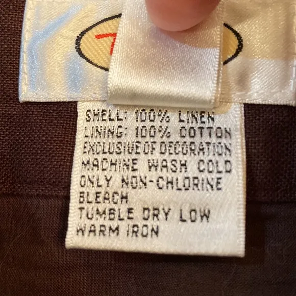 Talbots Brown Circle Embroidered 100% Linen Lined Casual MIDI Skirt Size 6