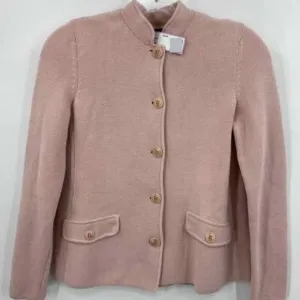 Talbots Size P Light Pink Knit Button Front Blazer Cardigan Career Wear Girlcore