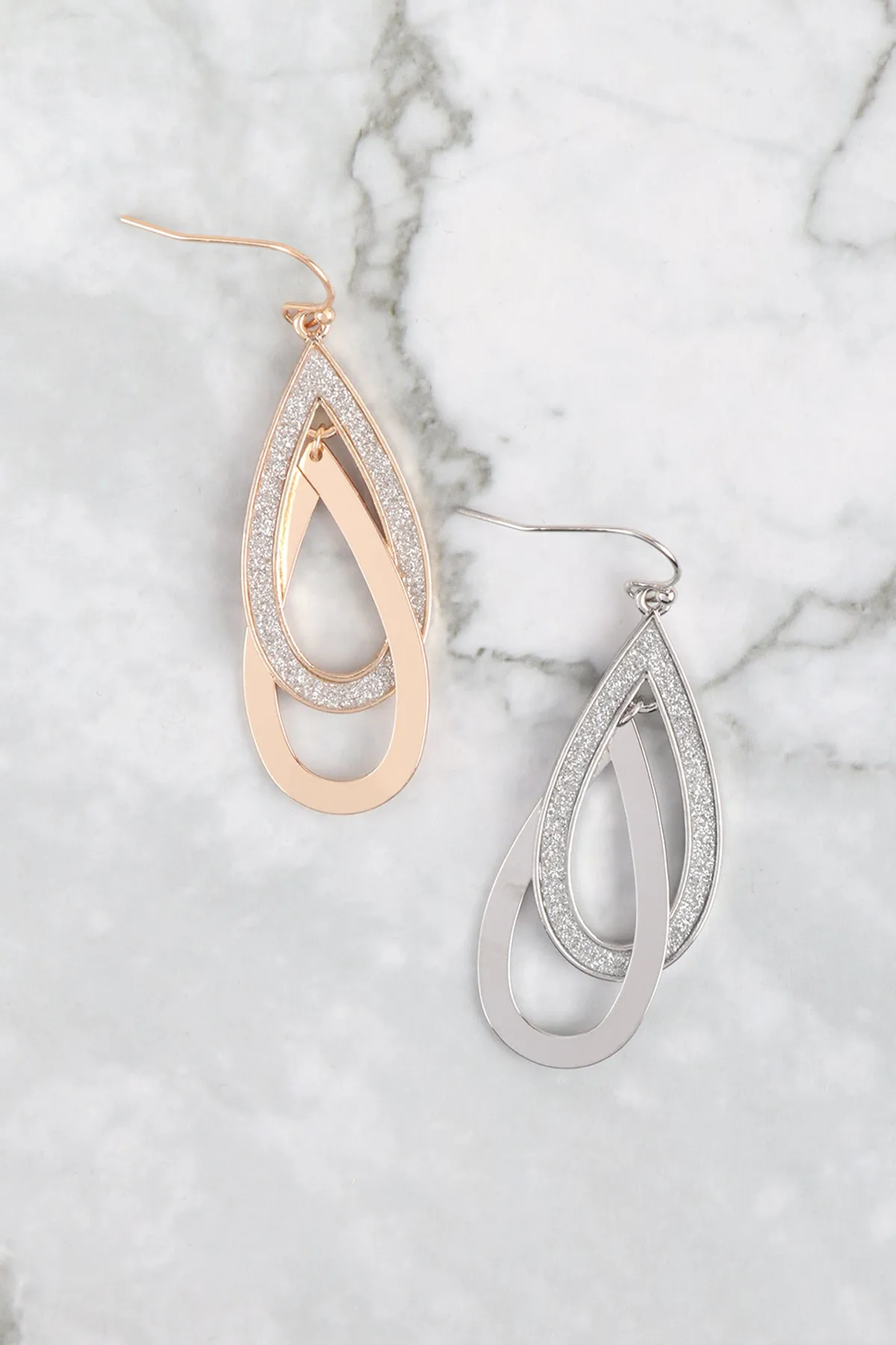 TEARDROP DANGLING SAND STICKER EARRINGS