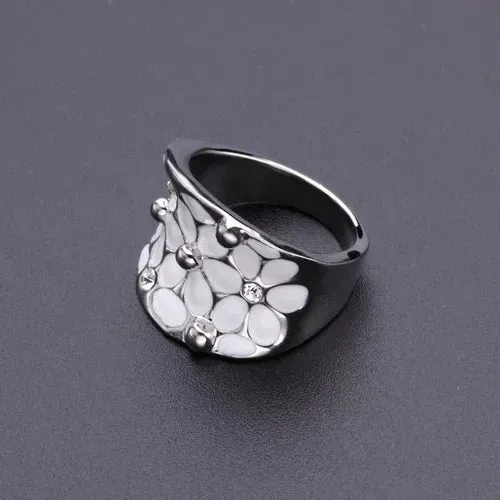 Temperament Wedding Jewellery Fashion Flower Oil Dripping Ring for Women