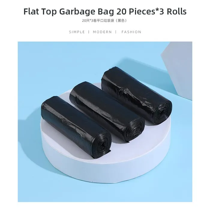 Thicken flat top garbage bag (20 Count*3 Bags) (Black)