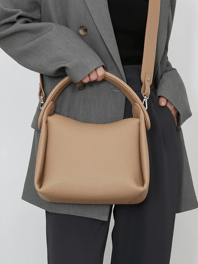 Top Layer Cowhide Genuine Leather Handbag with Shoulder/Crossbody Strap