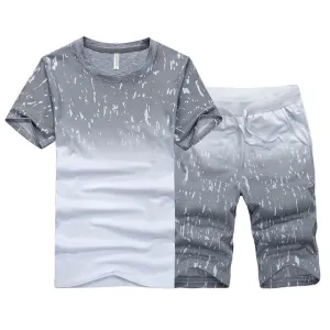 Tracksuit Male 2020 Men Clothing Sportswear Set Fitness Summer Print Men Shorts   T shirt Men's Suit 2 Pieces Sets Plus Size 4XL