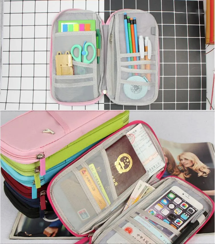 Travel Document Pouch With Internal Mesh Compartments