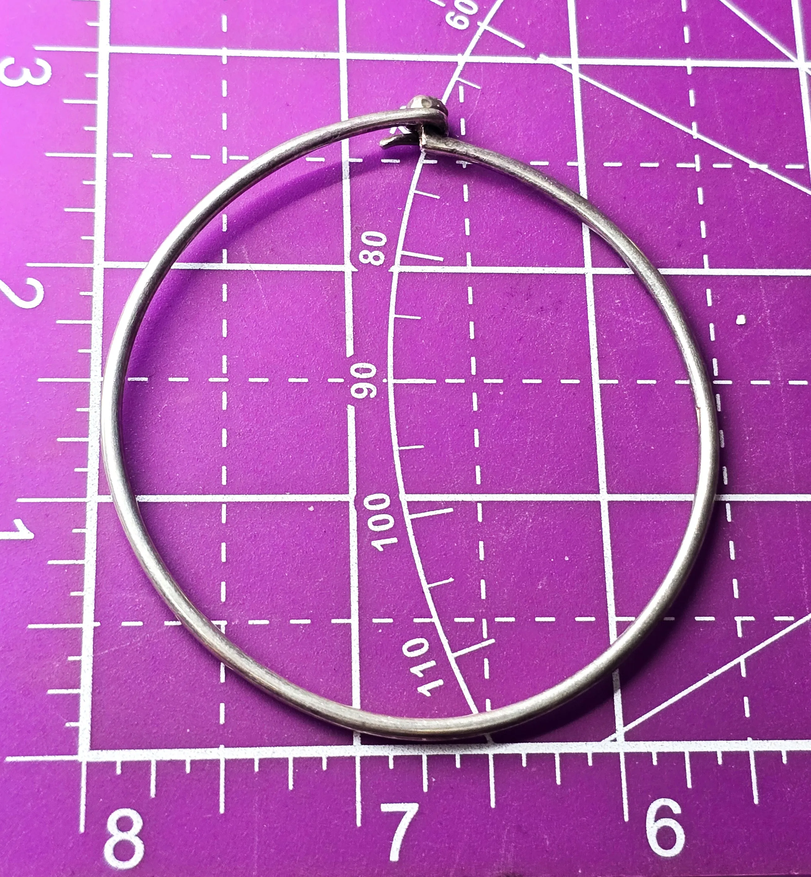 Tribal Bali vintage thin stacker sterling silver open hammered bangle bracelet
