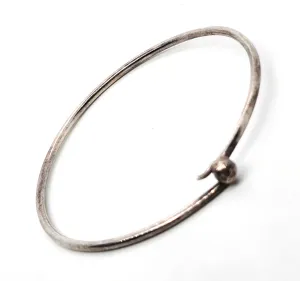 Tribal Bali vintage thin stacker sterling silver open hammered bangle bracelet
