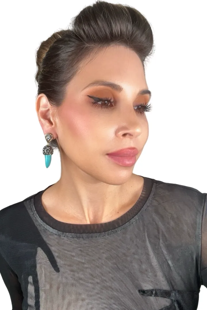 Turqouise Mini Horn Crystal Earring