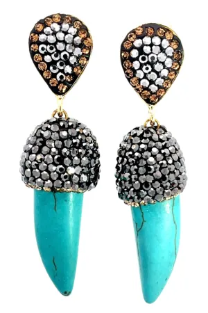 Turqouise Mini Horn Crystal Earring