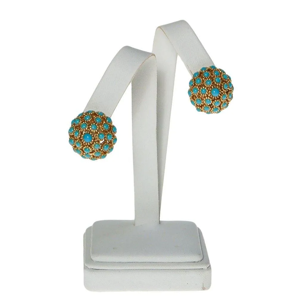 Turquoise Gold Dome Earrings