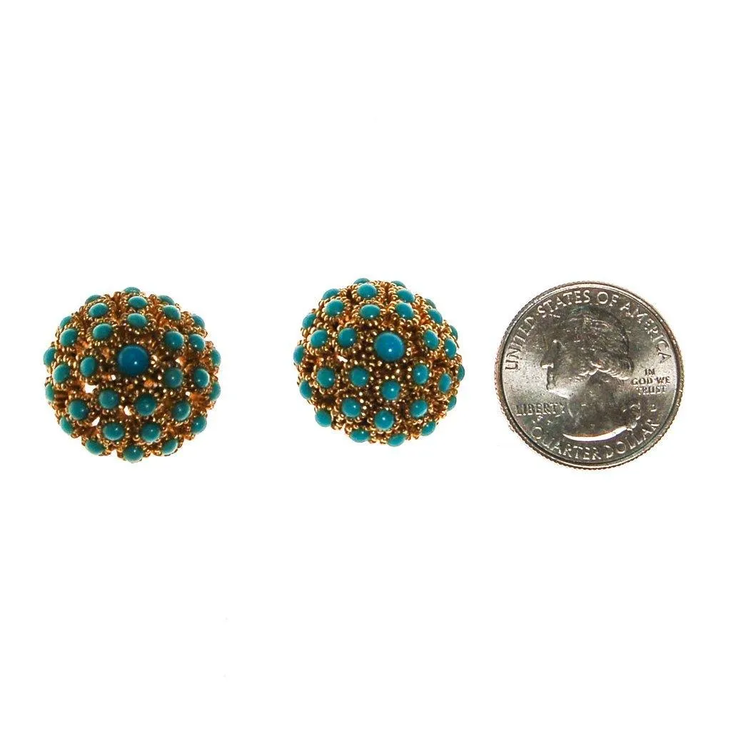 Turquoise Gold Dome Earrings