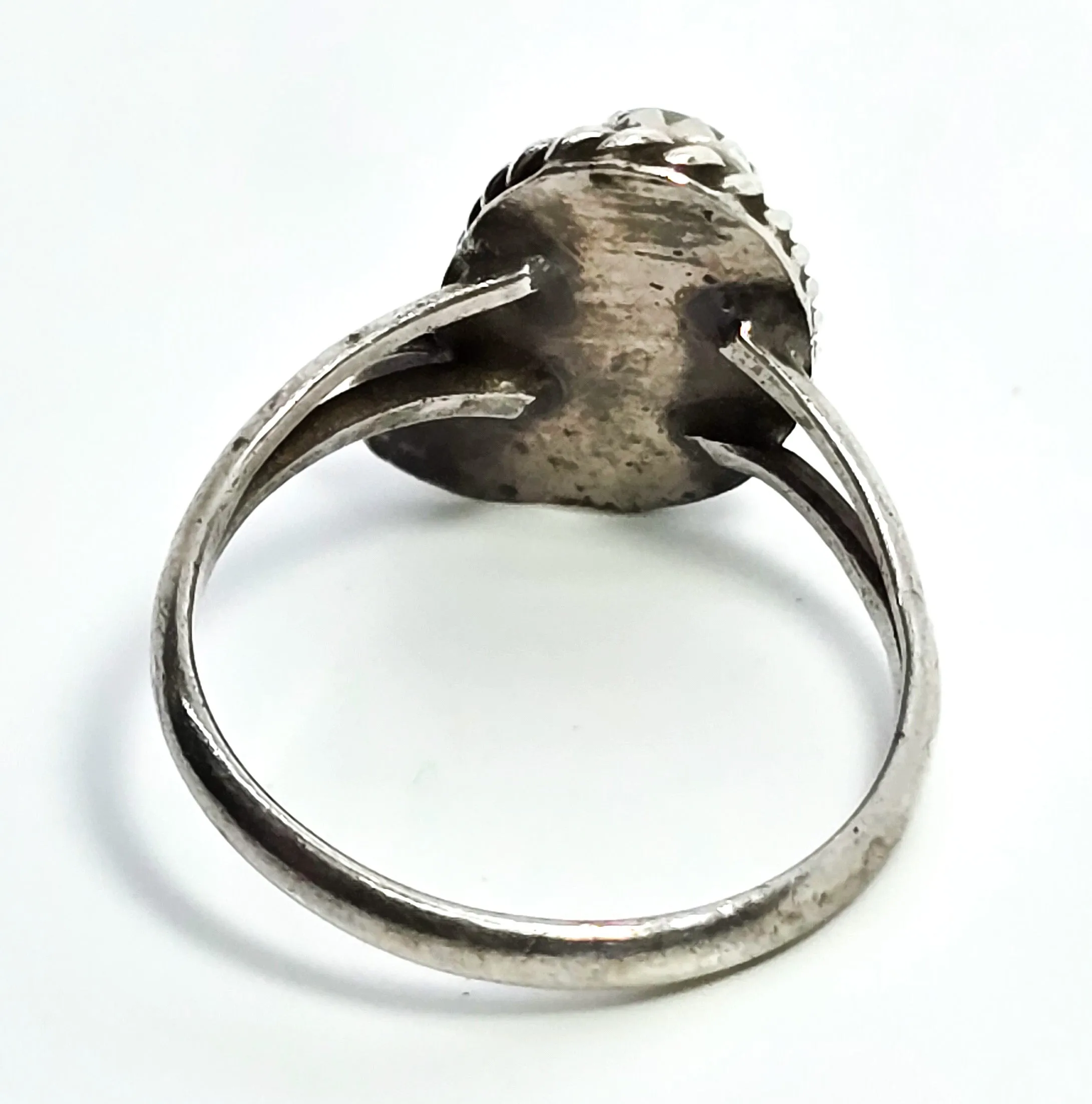 Turquoise Navajo split shank Native American vintage sterling silver ring size 6.25