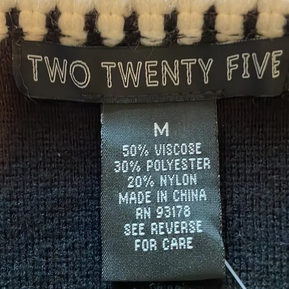 Two Twenty Five Black Open Front Long Cardigan /Jacket Size Medium