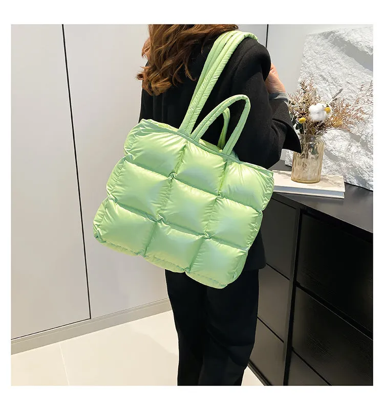 Ultra-Light Quilted Checkered Puffer Shoulder Handbag