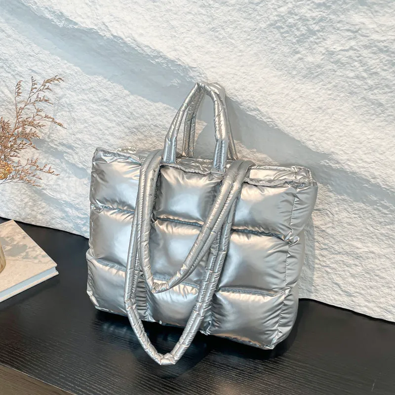 Ultra-Light Quilted Checkered Puffer Shoulder Handbag