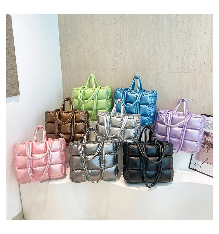 Ultra-Light Quilted Checkered Puffer Shoulder Handbag