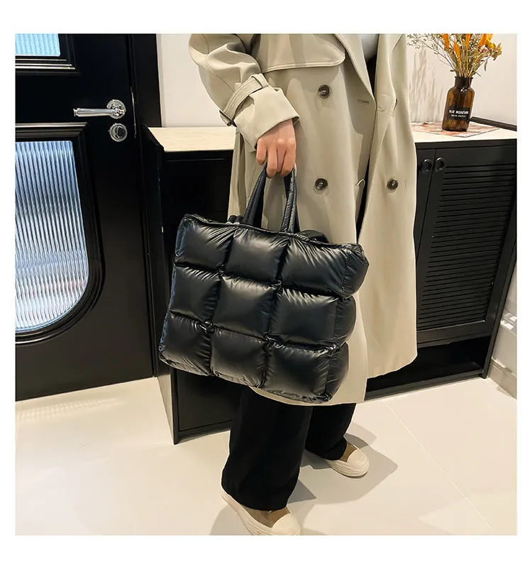 Ultra-Light Quilted Checkered Puffer Shoulder Handbag