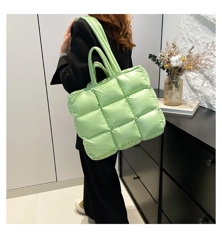 Ultra-Light Quilted Checkered Puffer Shoulder Handbag