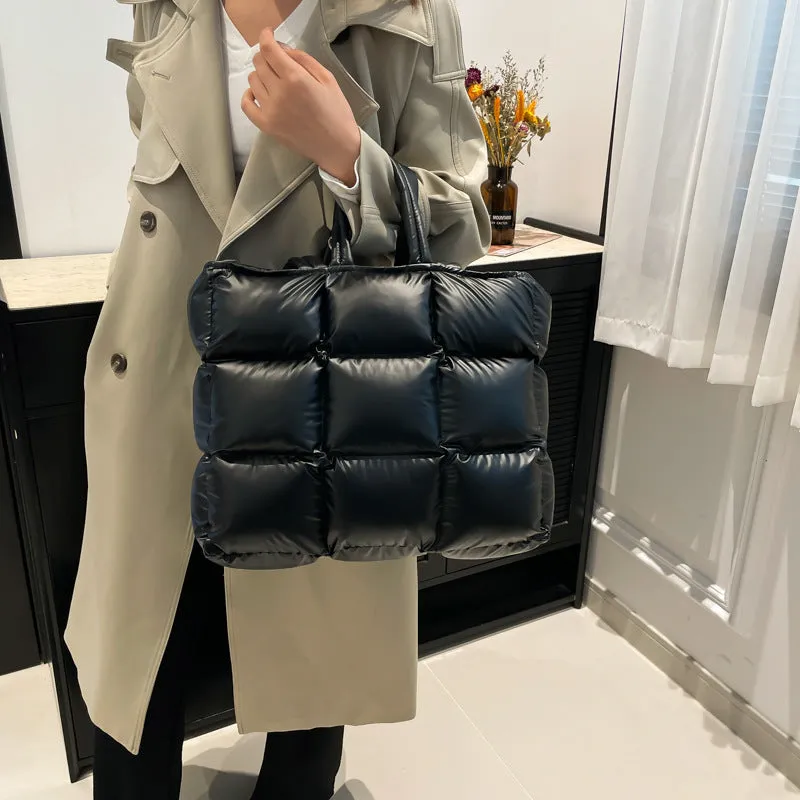 Ultra-Light Quilted Checkered Puffer Shoulder Handbag