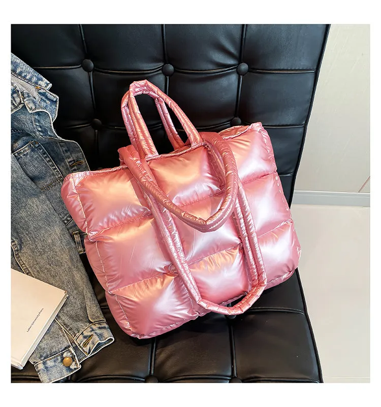 Ultra-Light Quilted Checkered Puffer Shoulder Handbag