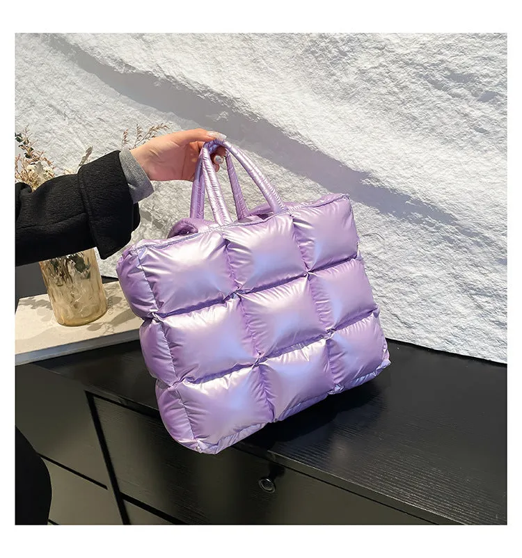 Ultra-Light Quilted Checkered Puffer Shoulder Handbag