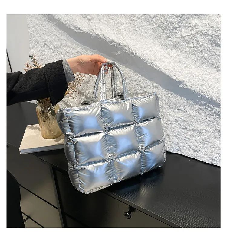 Ultra-Light Quilted Checkered Puffer Shoulder Handbag