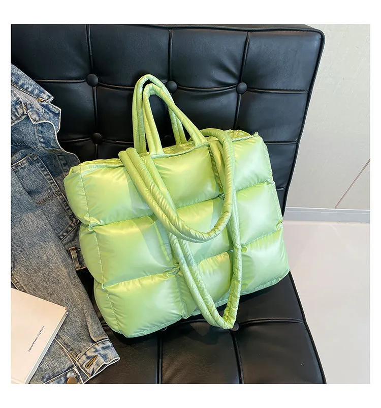 Ultra-Light Quilted Checkered Puffer Shoulder Handbag