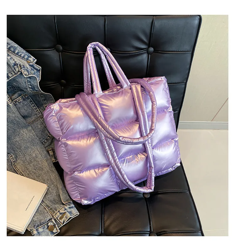 Ultra-Light Quilted Checkered Puffer Shoulder Handbag