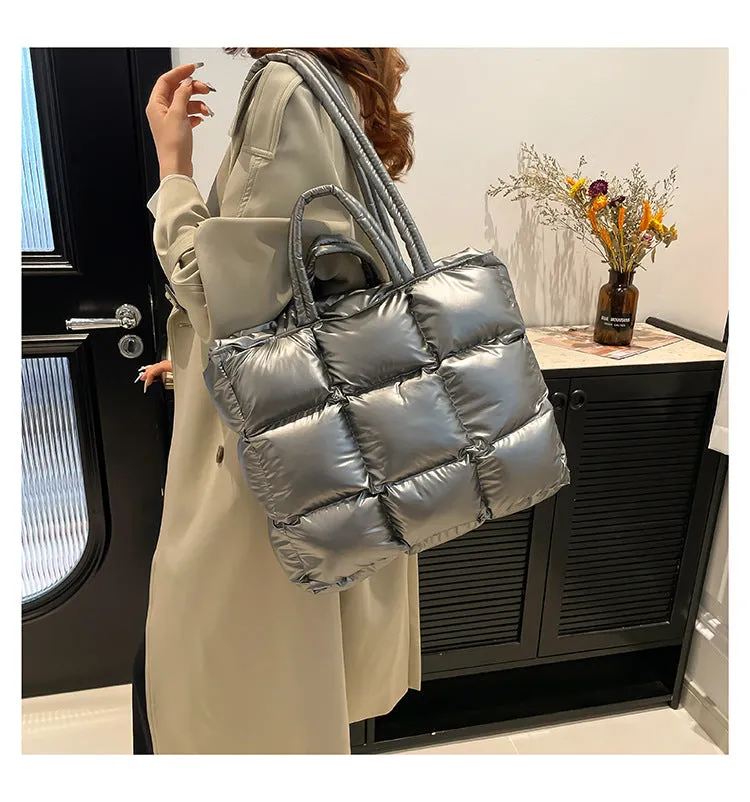 Ultra-Light Quilted Checkered Puffer Shoulder Handbag