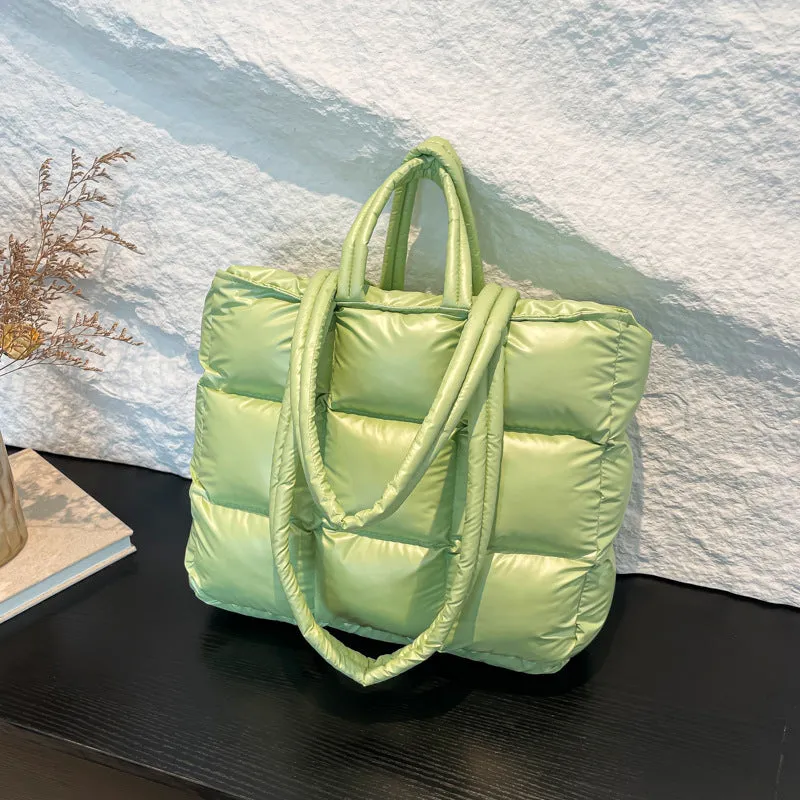 Ultra-Light Quilted Checkered Puffer Shoulder Handbag
