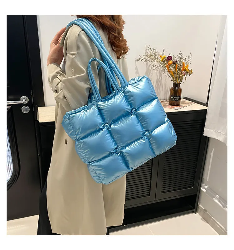 Ultra-Light Quilted Checkered Puffer Shoulder Handbag
