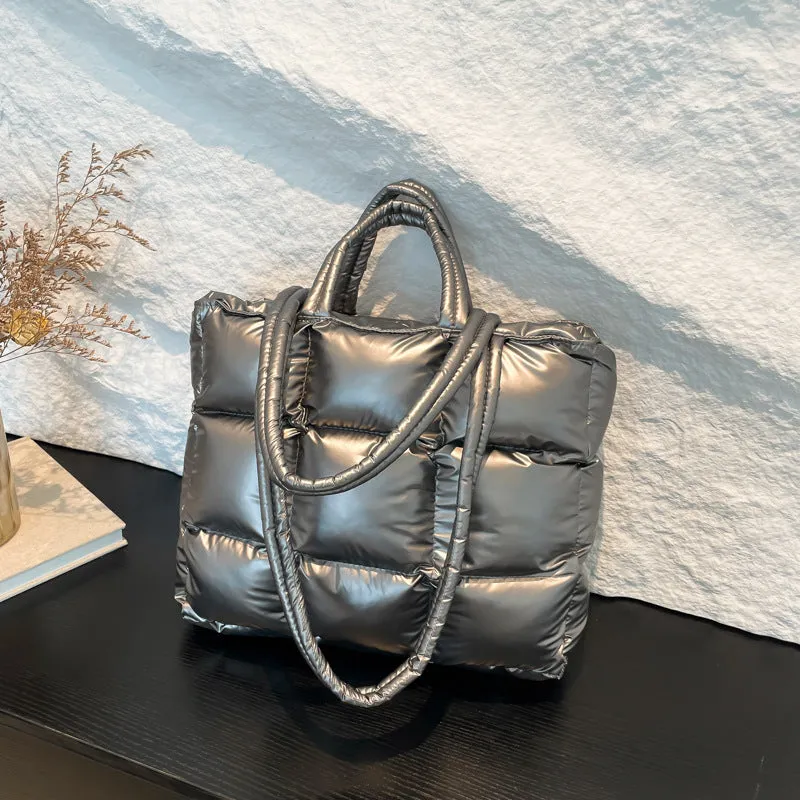 Ultra-Light Quilted Checkered Puffer Shoulder Handbag