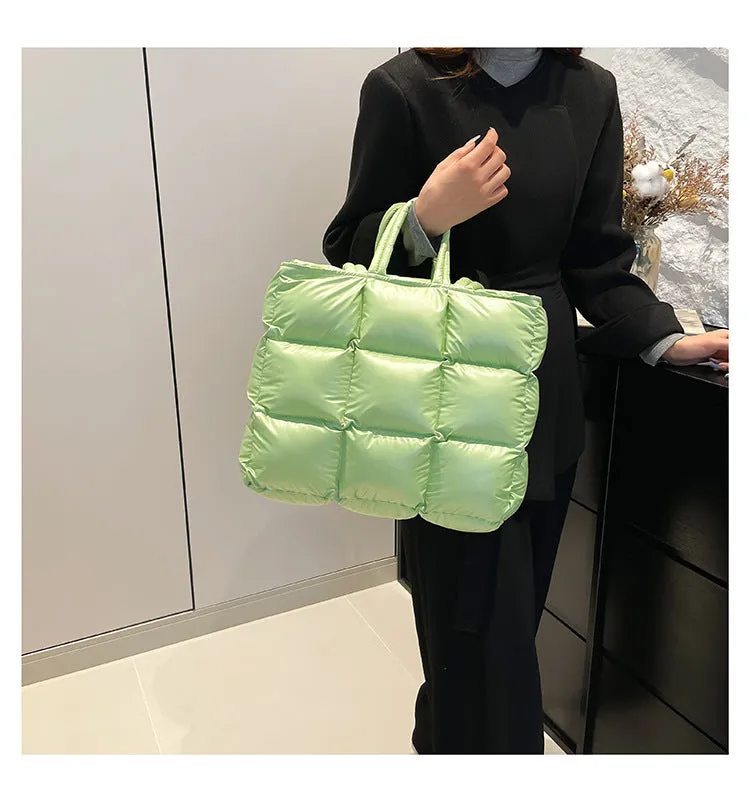Ultra-Light Quilted Checkered Puffer Shoulder Handbag