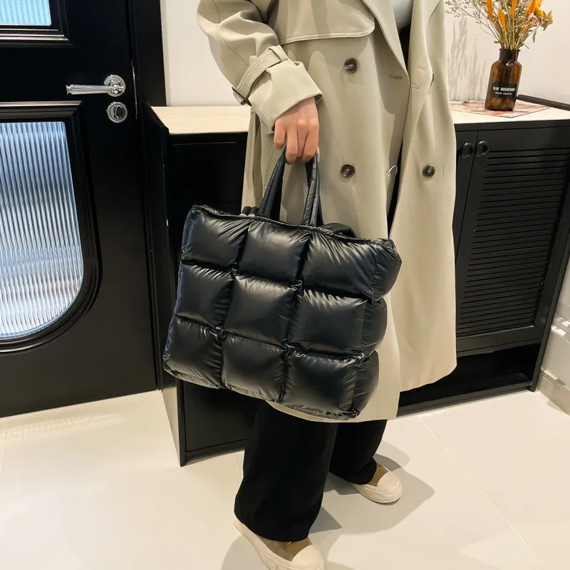 Ultra-Light Quilted Checkered Puffer Shoulder Handbag