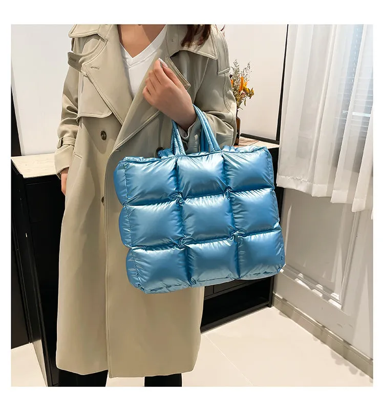 Ultra-Light Quilted Checkered Puffer Shoulder Handbag