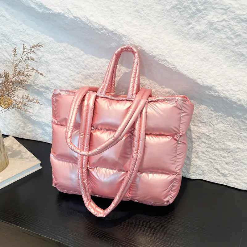Ultra-Light Quilted Checkered Puffer Shoulder Handbag