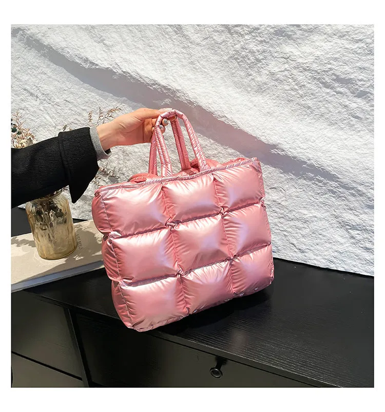 Ultra-Light Quilted Checkered Puffer Shoulder Handbag