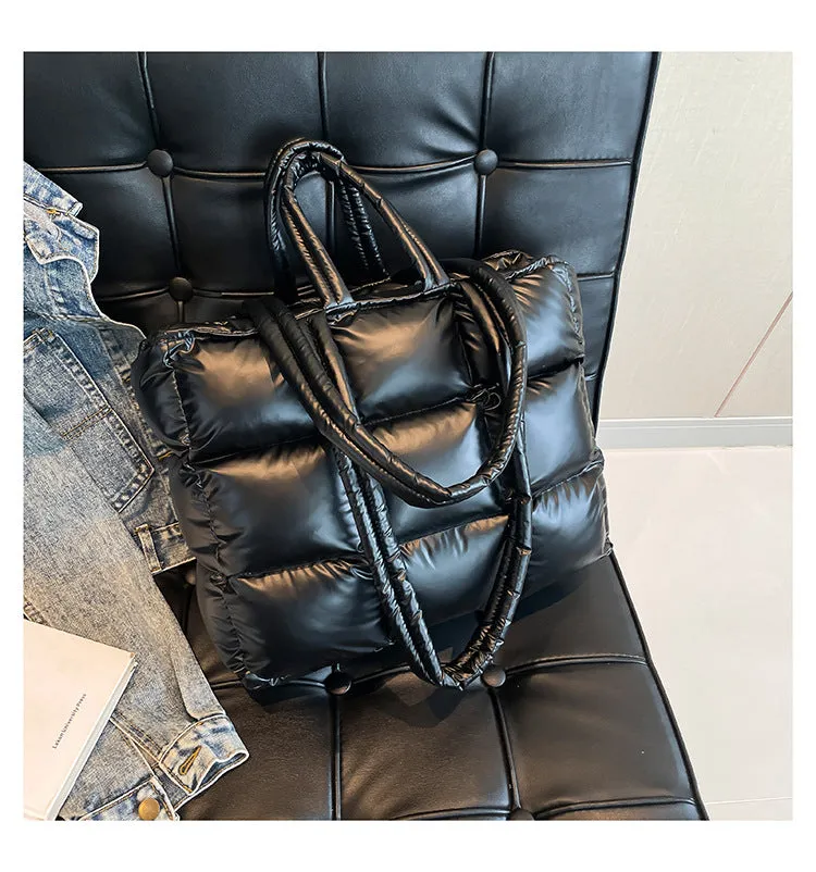 Ultra-Light Quilted Checkered Puffer Shoulder Handbag