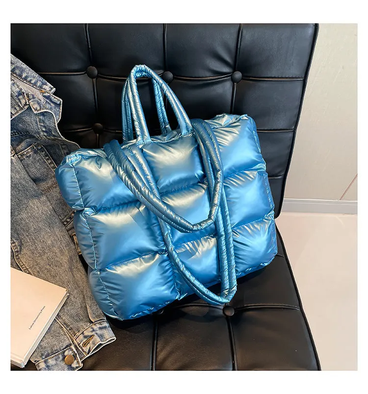 Ultra-Light Quilted Checkered Puffer Shoulder Handbag